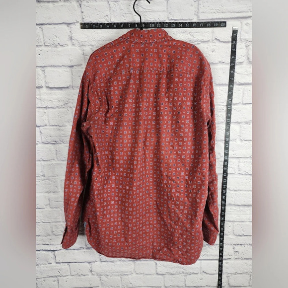 Gap 1969 XL Tall Red Geometric Heavyweight Button Down Shirt Cotton - Picture 2 of 7